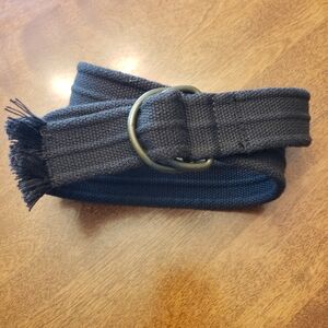 Woven Double-Ring Fabric Belt in Dark Chocolate Brown Size: 12